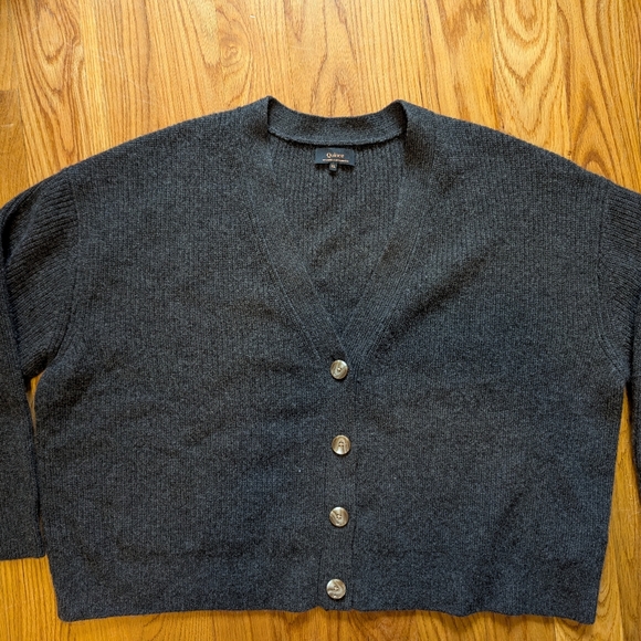 Quince Sweaters - Quince Cropped V-neck Cashmere Cardigan, Gray, XL